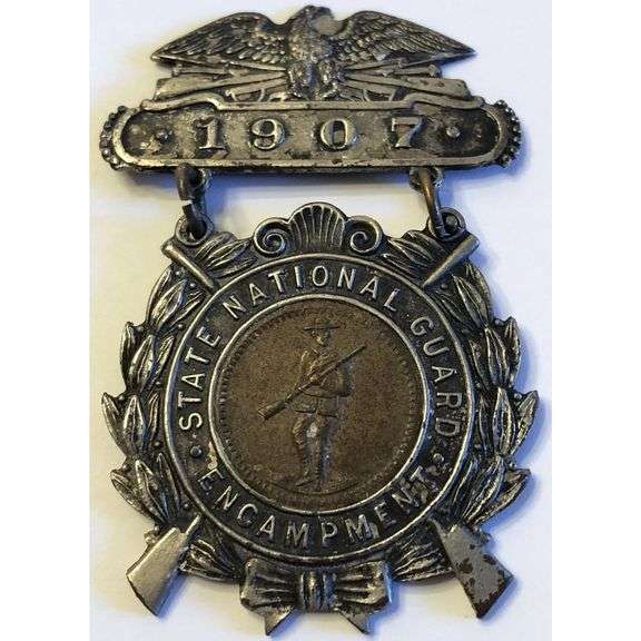 Rare Antique 1907 State National Guard Encampment Medal
