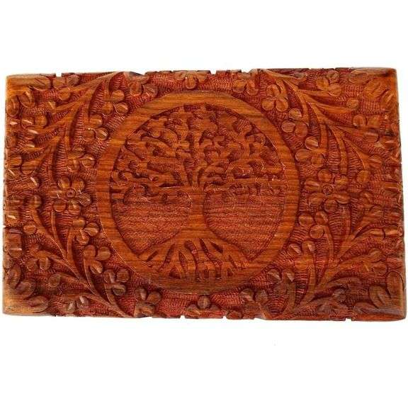 Handcarved Tree of Life Treasure Box