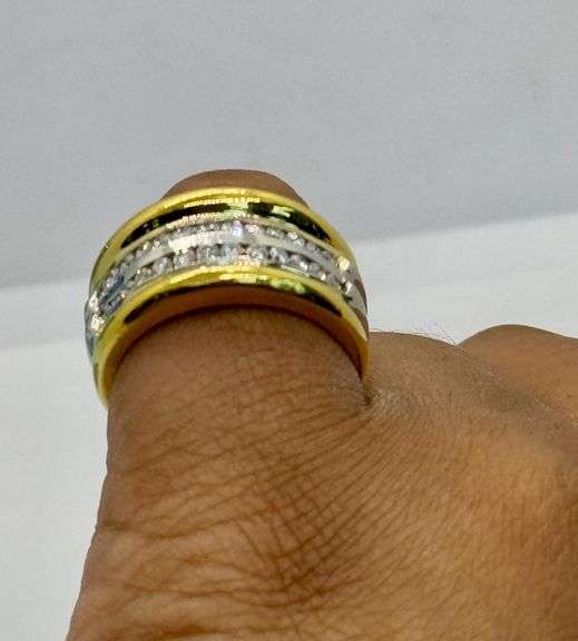 18K Yellow Gold & Platinum Princess Cut Diamond Wedding Band