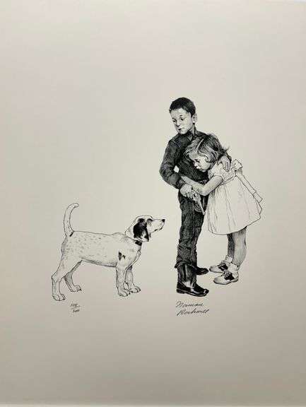 Rare Norman Rockwell Original Lithograph Hand Signed