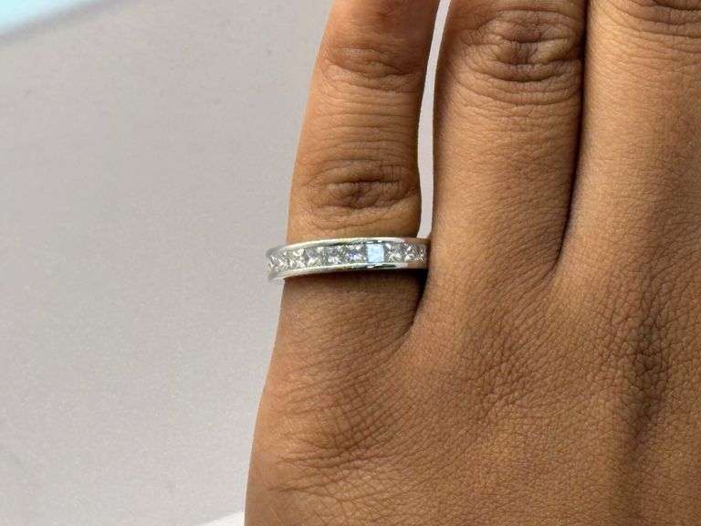 Platinum Princess Cut Diamond Wedding Band