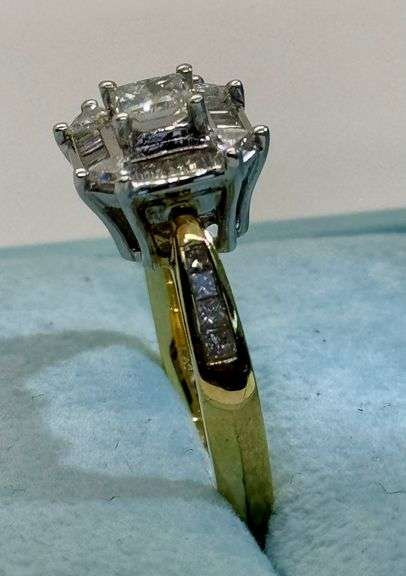 14K Two-Tone Gold Princess Cut Diamond Ring