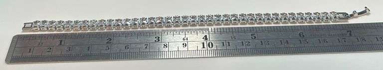 Sparkling Classy 14 Kt White Gold Plated Sparkling Lab Princess Cut  Simulated Diamond Tennis Bracel