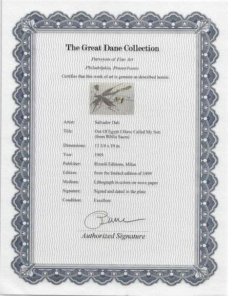 Highly Collectible and Rare Salvador Dali Original Lithograph from the 'Biblia Sacra' Suite