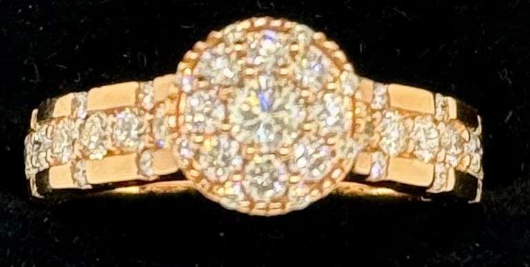 14K Rose Gold Round Brilliant Cut Diamond Ring