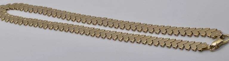 14K Yellow Gold Heart Link Necklace