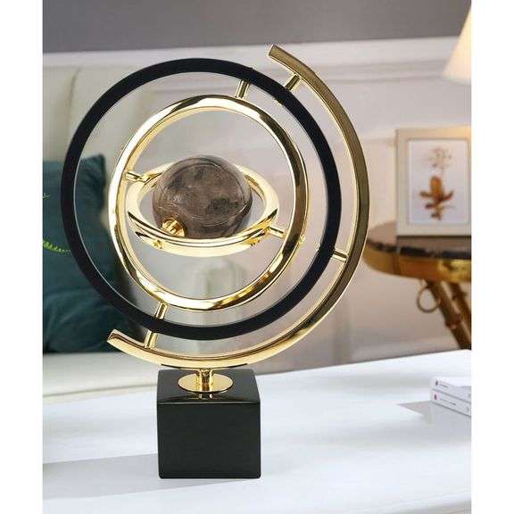 Black & Gold Metal Globe Abstract Art