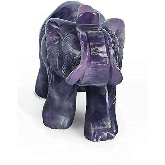 Hand Carved Purple Crystal Elephant Gemstone