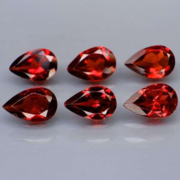 Top color!! 6.54ct 6pc. Mozambique Garnet set