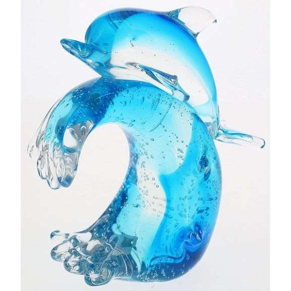 Blown Glass Dolphin Riding a Wave