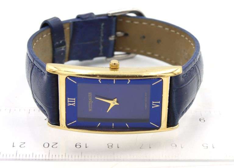 Wittinauer Tank style quartz blue dial watch
