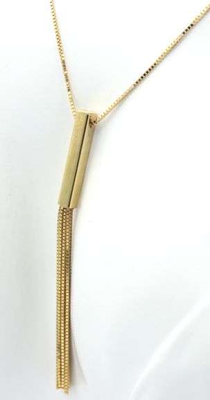 14kt Yellow gold Bar Lariat necklace