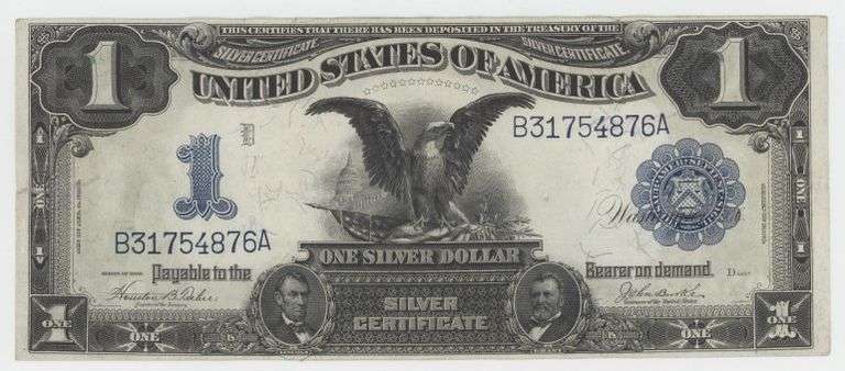Crisp 1899 Series Large Size Black Eagle Silver Certificate. Tape