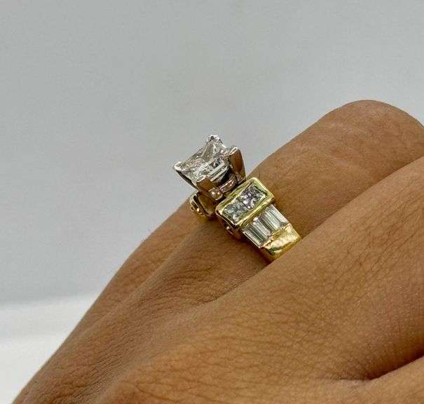 14K Two-Tone Gold Princess Cut Diamond Ring