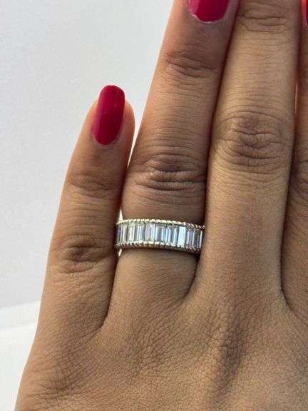 Antique Platinum Baguette Cut Diamond Wedding Band