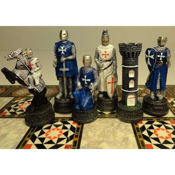 Medieval Crusades Warrior Chess Set Hand-Painted