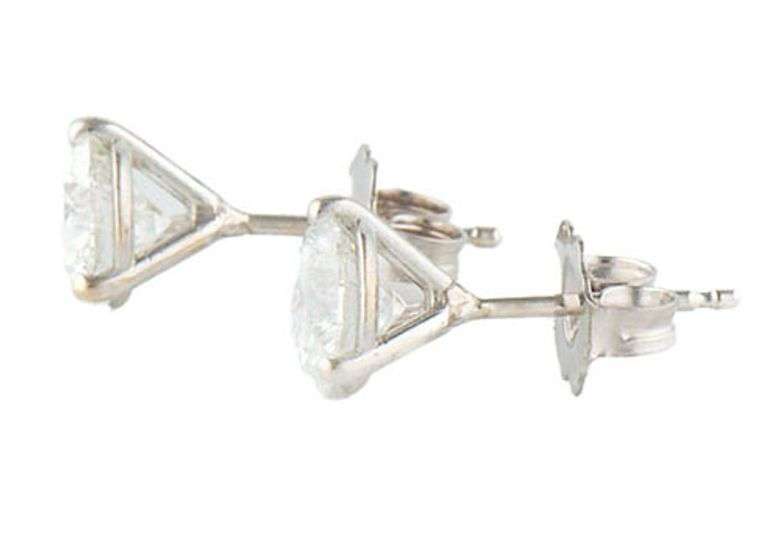 1.47ctw Round Diamond Solitaire Stud Earrings in 14K