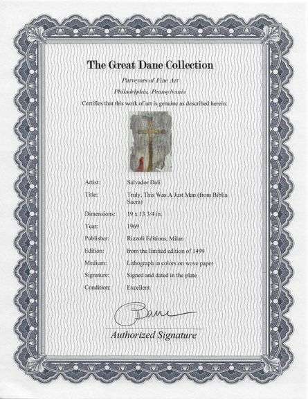 Highly Collectible and Rare Salvador Dali Original Lithograph from the 'Biblia Sacra' Suite