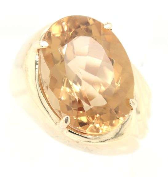14kt Yellow gold oval Citrine swirl ring
