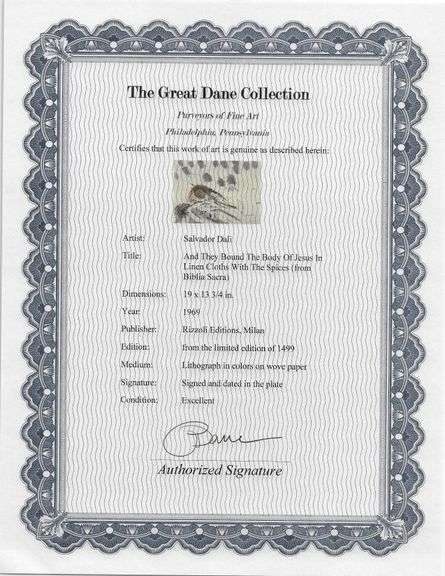 Highly Collectible and Rare Salvador Dali Original Lithograph from the 'Biblia Sacra' Suite