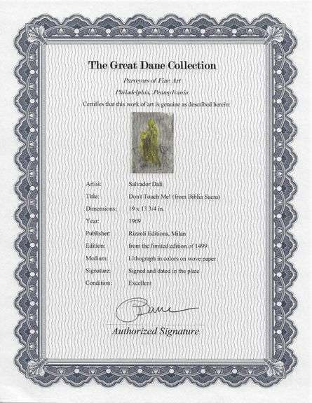 Highly Collectible and Rare Salvador Dali Original Lithograph from the 'Biblia Sacra' Suite