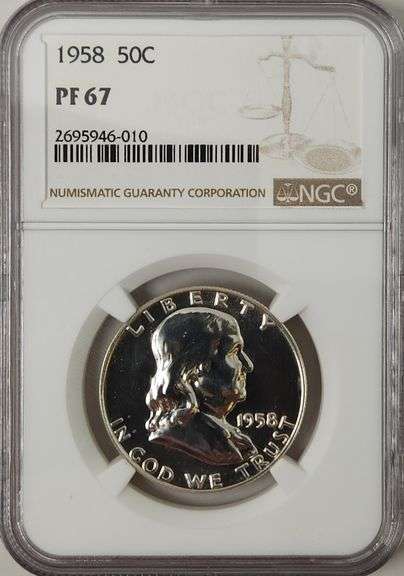 1958 Franklin Half Dollar PF 67, NGC