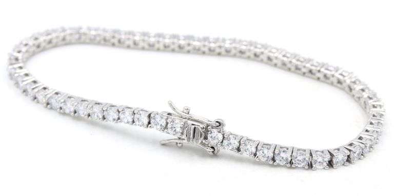 Set of 925 sterling silver cubic zirconia tennis necklace and bracelet