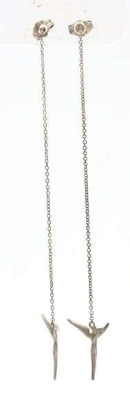 Vintage 925 sterling silver Angle dangle earrings