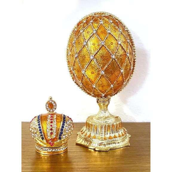 Fabergé Crowned Regal Egg with 24K Gold & Austrian Crystals