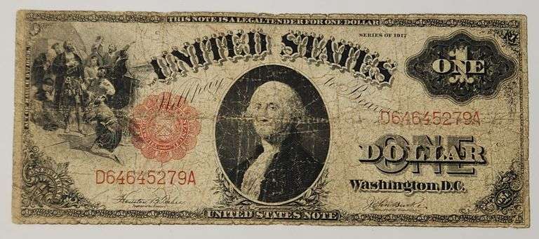 1917 $1 Red Seal Legal Tender Note, Circulated