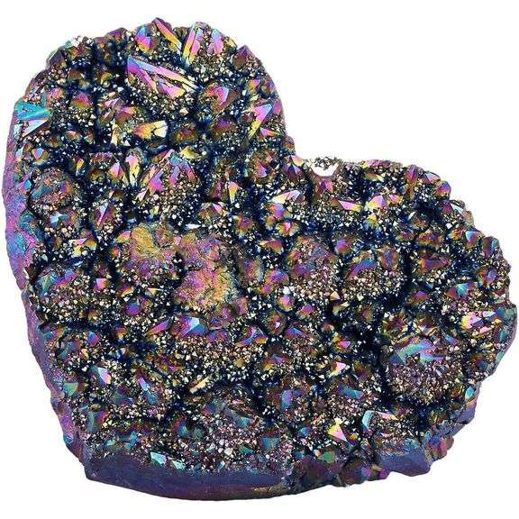 Rainbow Titanium Coated Heart-Shaped Crystal Geode