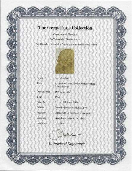 Highly Collectible and Rare Salvador Dali Original Lithograph from the 'Biblia Sacra' Suite