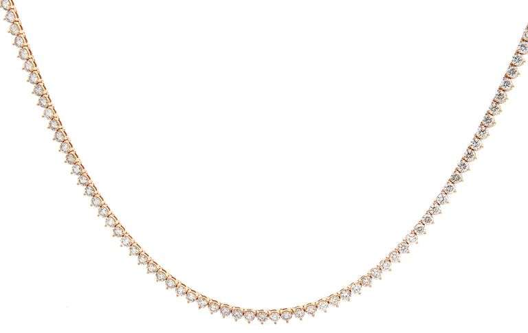 New 8.00ctw Round Diamond Prong Set Tennis Necklace in 14K