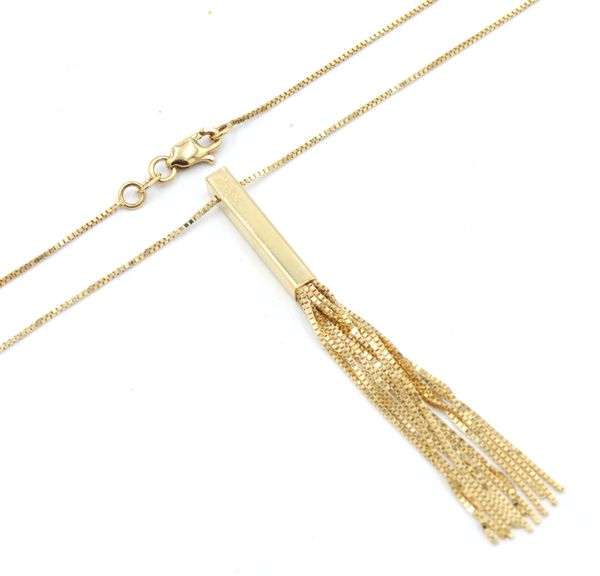 14kt Yellow gold Bar Lariat necklace