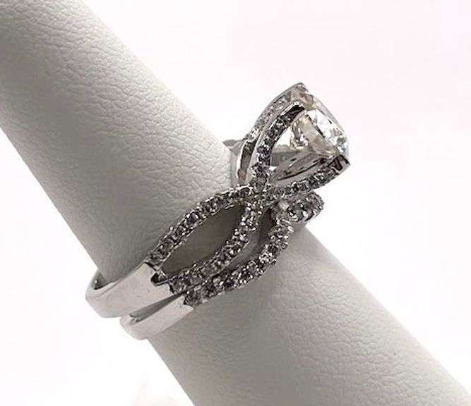 14 Kt White Gold Plate 2.75 Ct Lab Simulated Diamond 2 Band Engagement Ring Set