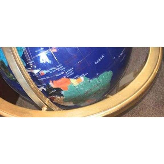 21-Inch Blue Lapis Gemstone World Globe with Gold Tripod