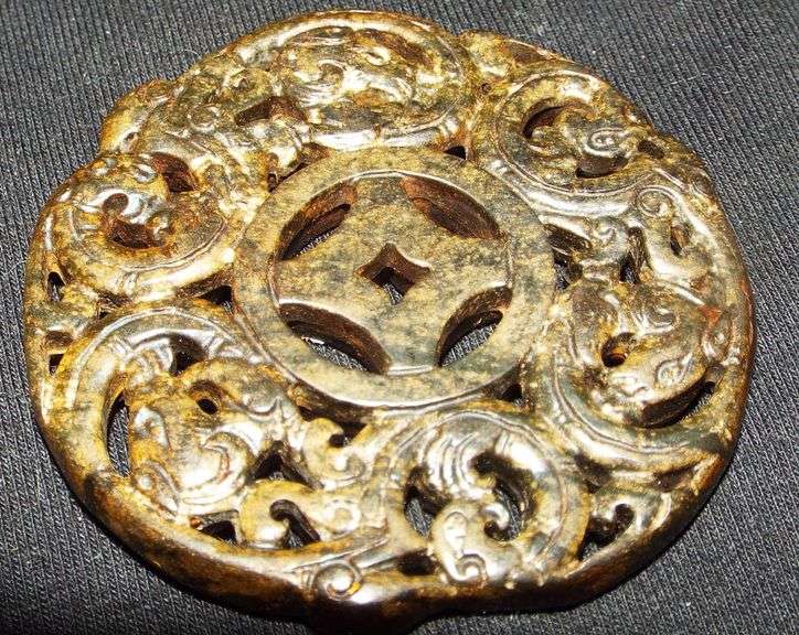 Spectacular Vintage JADE triple DRAGON design