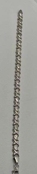 10K White Gold XOXO With Hearts Bracelet