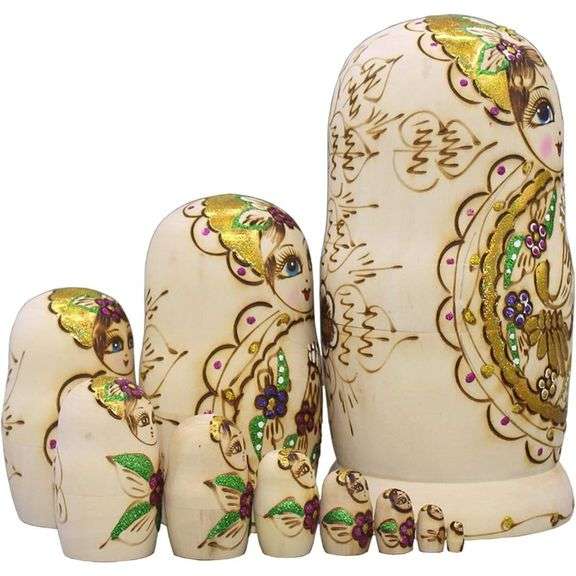 10pcs Handmade Wooden Russian Nesting Dolls