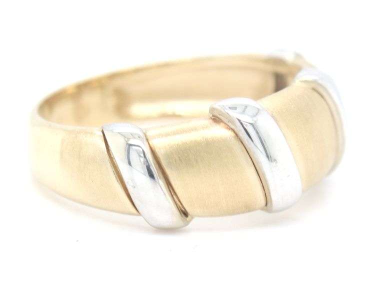 14kt two tone gold dome diamond ring