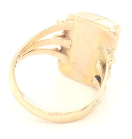 14kt Yellow gold Morenci Turquoise offset rectangular ring