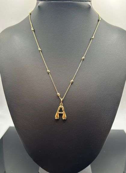 Beautiful  14 Kt Yellow Gold Plate Letter "A" Necklace Pendant Neckllace kt. Gold Plated