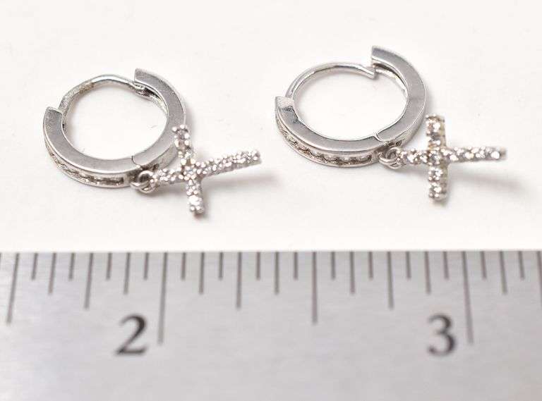 CZ Gemstone Hoop Earrings in Sterling Silver