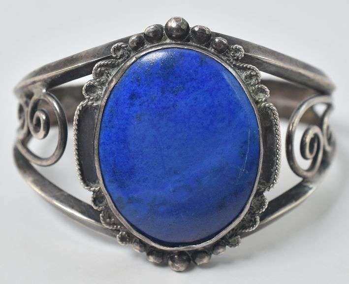 Native American Lapis Lazuli Cuff Bracelet in Sterling Silver