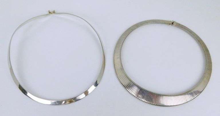2 Vintage Sterling Silver Choker Neckpieces