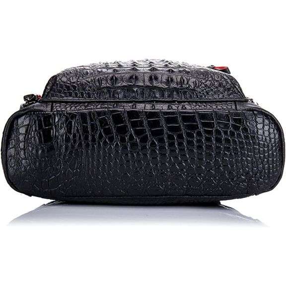 Genuine Leather Backpack Crocodile Pattern