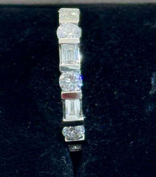 Platinum Baguette & Round Brilliant Cut Diamond Wedding Band