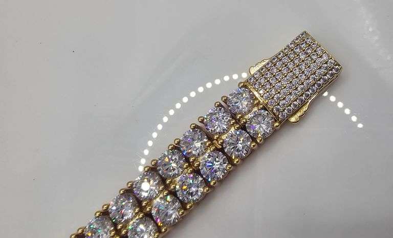 18 Kt Yellow Gold Plated 62 Count Lab Simulated Diamond Tennis Bracelet