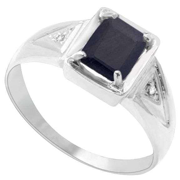 1.60 CT GENUINE BLACK SAPPHIRE 925 STERLING SILVER RING