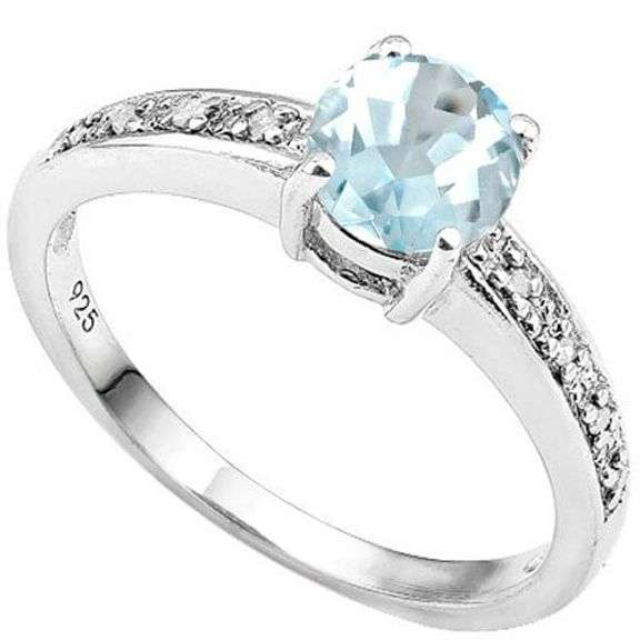 3/4 CT AQUAMARINE 925 STERLING SILVER RING